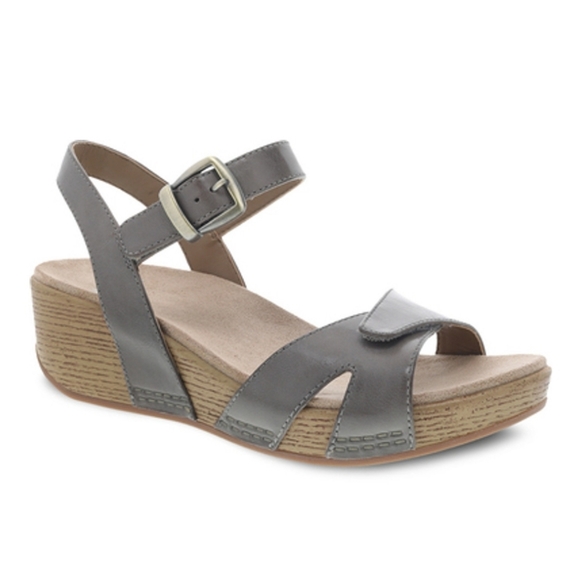 Dansko Laurie Leather Wedge Sandal Taupe Sz Euro 38 (US 7.5-8) Style 1823790600 - Picture 2 of 15